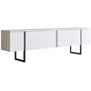 Image de Meuble Tv Moderne 2 Portes Battantes En Bois Et Pieds En Acier Taky 180cm-blanc