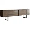 Image de Meuble Tv Moderne 2 Portes Battantes En Bois Et Pieds En Acier Taky 180cm-marron