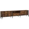 Image de Meuble Tv À Tiroir Chêne Fumé 200x25x44 Bois D'ingénierie