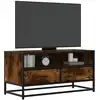 Image de Meuble Tv Chêne Fumé 80x34,5x40 Bois D'ingénierie Et Métal