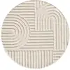 Image de Tapis turin rond moderne à motif en relief géométrique crème d 120 cm TUR1121CRE-120x120