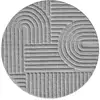 Image de Tapis turin rond moderne à motif en relief géométrique gris d 160 cm TUR1121SIL-160x160