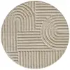 Image de Tapis turin rond moderne à motif en relief géométrique beige d 80 cm TUR1121BEI-80x80