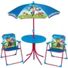 Image de Pat Patrouille Salon De Jardin Composé D'une Table, De 2 Chaises Pliables Et Un Parasol Pour Enfant