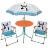 Image de 713095 Indian Panda Salon De Jardin Avec Une Table, 2 Chaises Pliables Et Un Parasol Pour Enfant