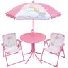 Image de Mobilier De Jardin - Salon De Jardin Licorne : Table H.46 X 46 Cm, 2 Chaises Pliantes, Parasol H.125 X100 Cm