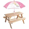 Image de Table Pique-nique Licorne En Pin Avec Parasol - H.53 X L.95 X P.75 Cm - Pour Enfant