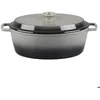 Image de Cocotte ovale 33 cm en fonte émaillée - gris - Masseiron