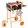 Image de Barbecue en Bois - Jouet dimitation Cuisine et Dinette pour enfants - 57 Accessoires inclus - 2 Roues Silencieuses - Dès 3 Ans