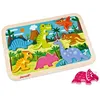 Image de Puzzle - JANOD - Chunky Puzzle Dinosaures 7 pcs - Bois 3D - Pièces épaisses 15 cm - Dès 18 mois