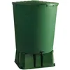 Image de Récupérateur D'eau De Pluie Rond 500 L + Socle + Kit Collecteur - Vert -