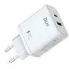 Image de Chargeur secteur avec 1 port USB-C 20W Power Delivery et 1 port USB-A 12W - Puissance totale 32W - Blanc - Pour tablettes et smartph