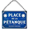 Image de Plaque décorative métallique - STC - Place de la Pétanque - 20 cm - 20 x 14 cm - Métal - Bleu - Mixte - Adulte