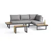 Image de Salon de jardin modulable - Aluminium - DCB GARDEN - 4 places - TOKYO - Gris anthracite et bois dacacia