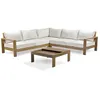 Image de Salon de jardin dangle - Marron - Aluminium effet bois - 5 places - Majorque