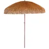 Image de Parasol clair à franges en acier finition bois naturel - Marron - HAWAI