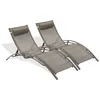 Image de Lot de 2 bains de soleil en aluminium et toile plastifiée - Cappuccino - CL76