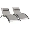 Image de Lot de 2 bains de soleil en aluminium et toile plastifiéee - Gris clair - CL76