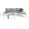 Image de Salon de jardin modulable - Aluminium - DCB GARDEN - 4 places - TOKYO - Blanc et bois dacacia