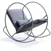 Image de Fauteuil à bascule de jardin en inox et toile plastifiéee - Gris anthracite - CAPRERA
