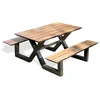 Image de Table de jardin avec bancs - Gris anthracite - Aluminium et HPL effet bois - 150 x 164 cm - Vancouver