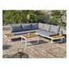Image de Salon bas de jardin - Aluminium - DCB GARDEN - 5 places - Blanc et bois dacacia - MIYAKO