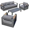 Image de Salon de jardin 5 places en aluminium et accoudoirs en HPL - Gris anthracite - MANDELIEU