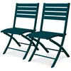 Image de Lot de 2 chaises de jardin en aluminium - Bleu canard - MARIUS