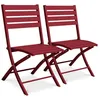 Image de Lot de 2 chaises de jardin en aluminium - Rouge carmin - MARIUS