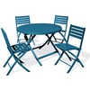 Image de Ensemble Table De Jardin Pliante & 4 Chaises "marius" 110cm Bleu Canard