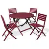 Image de Ensemble Table De Jardin Pliante & 4 Chaises "marius" 110cm Rouge Carmin
