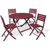 Image de Ensemble repas de jardin rond 4 places en aluminium - Rouge carmin - MARIUS