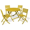 Image de Ensemble Table De Jardin Pliante & 4 Chaises "marius" 110cm Moutarde