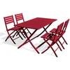 Image de Ensemble Table De Jardin Pliante & 4 Chaises "marius" 140cm Rouge Carmin