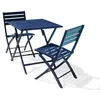 Image de Ensemble repas de jardin carré 2 places en aluminium - Bleu marine - MARIUS
