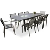 Image de Ensemble Table De Jardin 6 Chaises & 2 Fauteuils "stockholm" 150-225cm Gris Anthracite