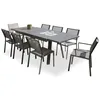 Image de Ensemble repas de jardin 8 places en aluminium (4 chaises/2 fauteuils) - Gris anthracite - STOCKHOLM