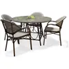 Image de Ensemble repas de jardin 4 places en aluminium - Marron - USHUAIA