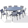 Image de Ensemble repas 8 places en aluminium avec rallonge papillon (chaises/fauteuils STOCKHOLM) - Gris anthracite - PELOSA