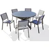 Image de Ensemble repas 6 places en aluminium avec rallonge papillon (chaises STOCKHOLM) - Gris anthracite - PELOSA