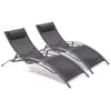 Image de Lot de 2 bains de soleil en aluminium et toile plastifiéee - Noir - CL76