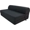 Image de Chauffeuse convertible 2 places JUNE - Tissu noir - Style contemporain - L 115 x P 75 cm