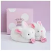 Image de Doudou et Compagnie - Lapin - Coffret chaussons avec hochet Rose 0-6 mois