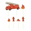 Image de 6 DÉCORATIONS POMPIERS POUR GATEAUX Rouge