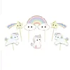 Image de 6 PICS DÉCO BABY LICORNE GTEAU 13CM ARC-EN-CIEL Multicolore