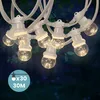 Image de Kit Guirlande Guinguette IP65 Guirlande Lumineuse 30M Bulbes Transparents Câble Blanc