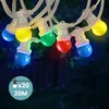 Image de Kit Guirlande Guinguette IP65 Guirlande Lumineuse 20M Multicolore Câble Blanc