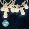 Image de Kit Guirlande Guinguette IP65 Guirlande Lumineuse 20M Blanche Câble Blanc