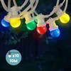 Image de Guirlande Guinguette Multicolore IP65 Guirlande Lumineuse 10M Ampoules Remplaçables Câble Blanc