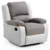 Image de Fauteuil Relaxation 1 place Microfibre et Simili LEO - Blanc et Gris - L88 x 93 x 96cm - LOUNGITUDE